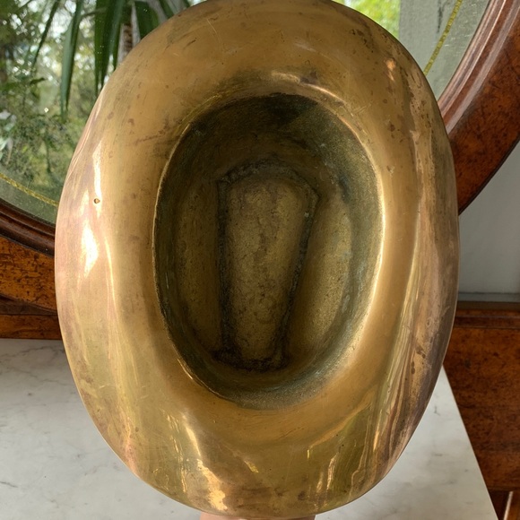 Large Vintage Brass Cowboy Hat Sculpture - Picture 6 of 7